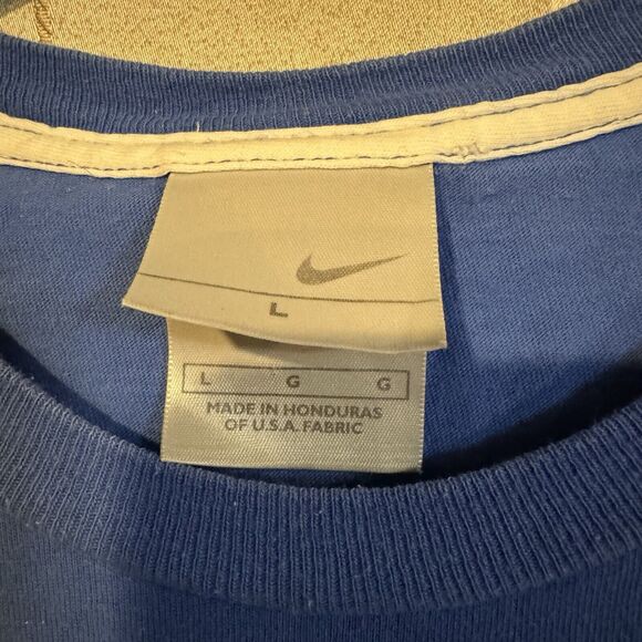 Vintage Nike Embroidered Swoosh Logo Blue Short Sleeve T-Shirt Large Grey Tag - Picture 3 of 6